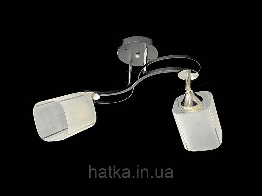 Люстра стельова класична на 2 плафони метал та скло VALESO 2438D/2 Чорний+Хром Київ - фото 1