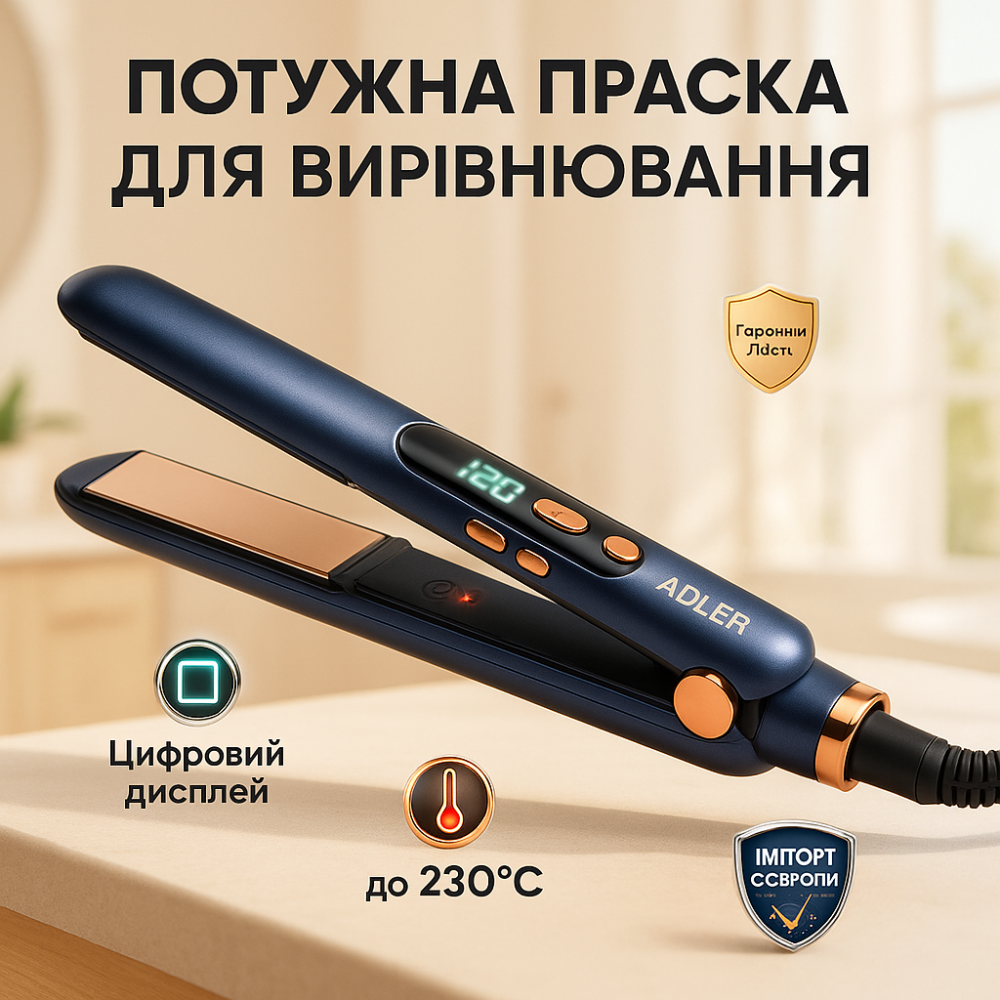 Электрический выпрямитель для гладких волос Adler, Плойка для выпрямления, Лучший выпрямитель волос EI-66 Львов - изображение 7