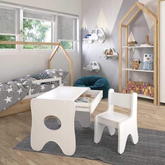 Стільчик для дитячої кімнати 55×37×33 дитячий зручний стілець для ігор, білий Кам'янське