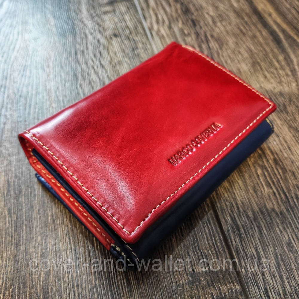 Маленький кожаный женский кошелек красно синего цвета  Marco Coverna MC 2-2068 Киев - изображение 7