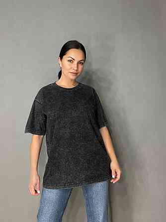 Футболка жіноча A-N 48020 базова оверсайз подовжена вільний крій варена тай дай one size, чорний, one size Київ