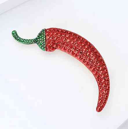 Брошь в виде перца чили со стразами декоративная брошь красный перец аксессуар Киев
