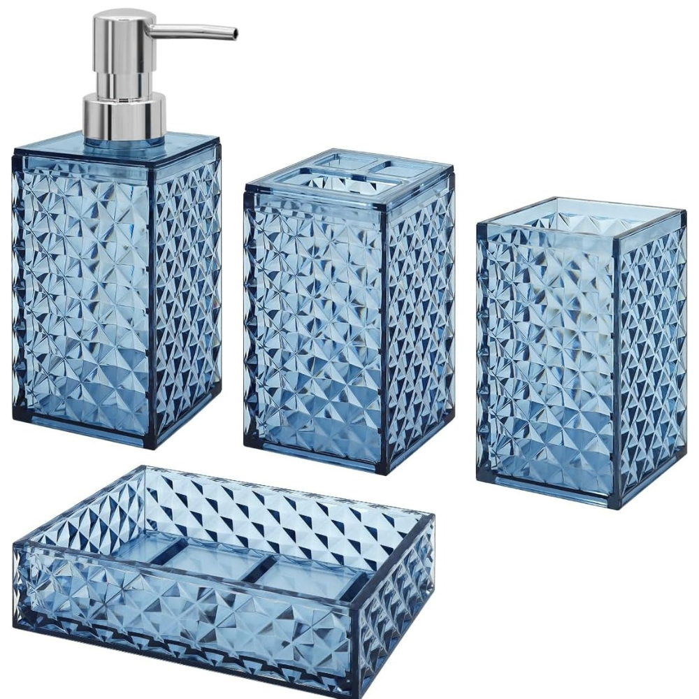 Набор аксессуаров 4в1 для ванной и душа, дозатор для мыла, мыльница, стаканы,материал акрил Каменец-Подольский - изображение 8