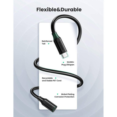 Дата кабель USB-C to USB-C 1.0m USB 3.1Gen2 100W US353 Black Ugreen (10387) Вінниця - фото 2
