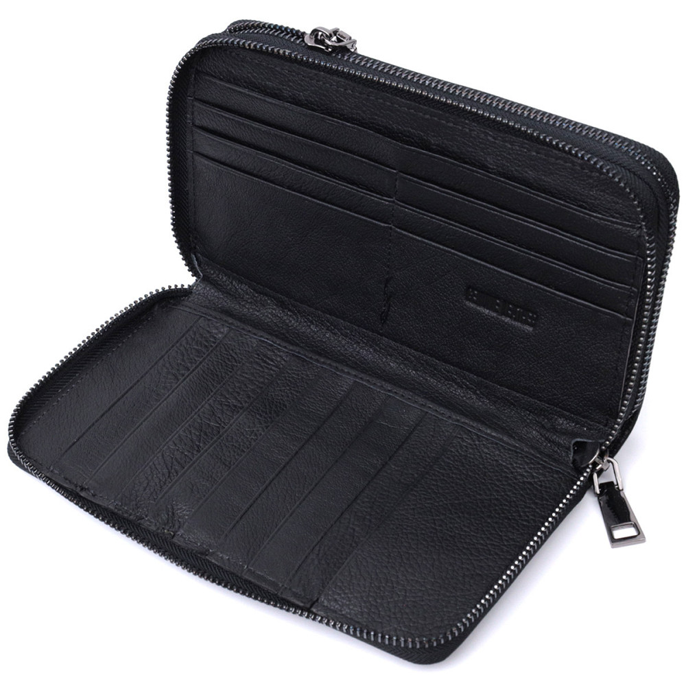 Стильный мужской клатч на два отделения из натуральной кожи ST Leather 22700 Черный Киев - изображение 7