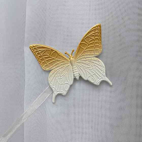 Магніти для штор і гардин (139м) Метелик набір 2 шт Білий з золотистим (81-157) Київ