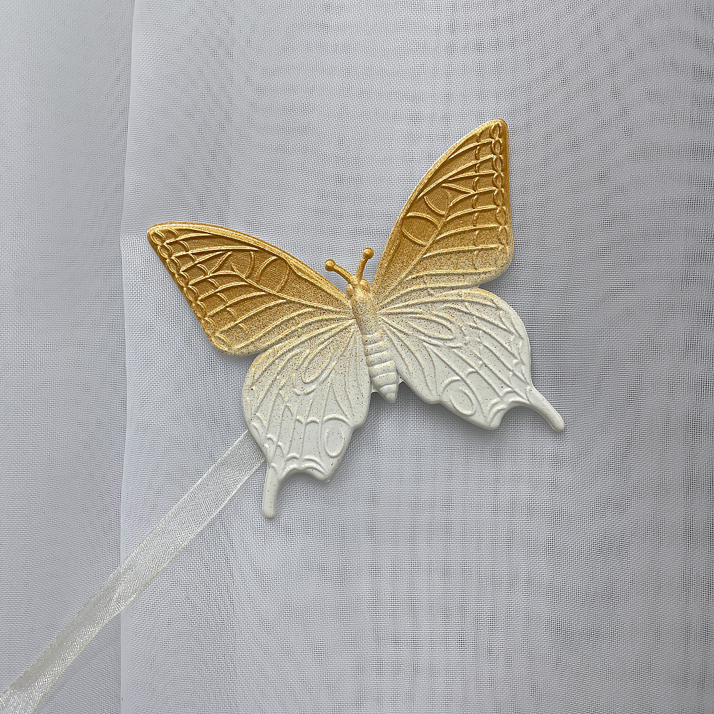 Магніти для штор і гардин (139м) Метелик набір 2 шт Білий з золотистим (81-157) Київ - фото 2