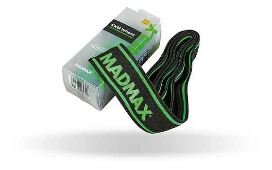 Бінті на коліна MadMax MFA-299 Non slide & slip knee wraps 2.0m Black/Green Кам'янське