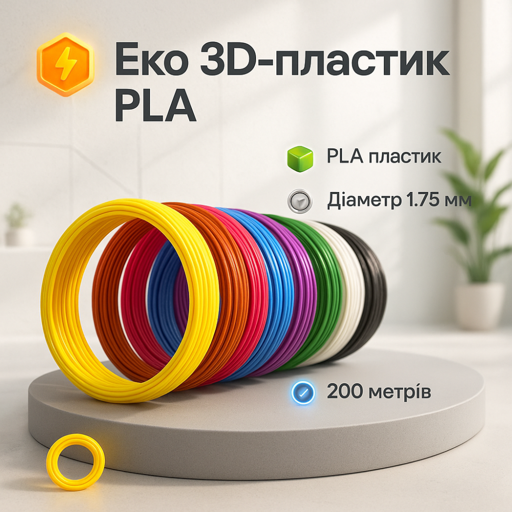 Пластик к 3D ручке. Эко 3D-пластик PLA. Набор из 20 цветов. (200 метров) TR-77 Львов - изображение 10