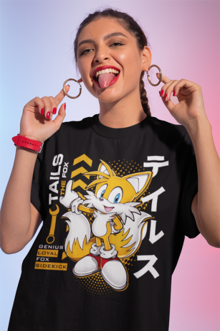 Футболка аниме Таилс Фокс Схадов Хедгехог оверсайз (S/M/L) Черний AnimeJ0065 Днепр - изображение 2