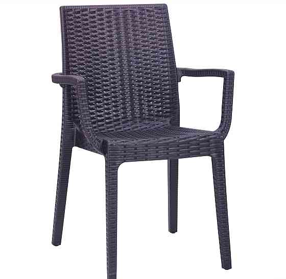 Садовий стілець Daf під ротанг з підлокітниками Темно-коричневий Київ