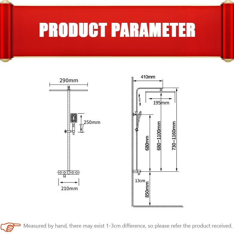 Душевая система хром черный золото,термостатический набор для душа-4 функции (992536442) Киев - изображение 9