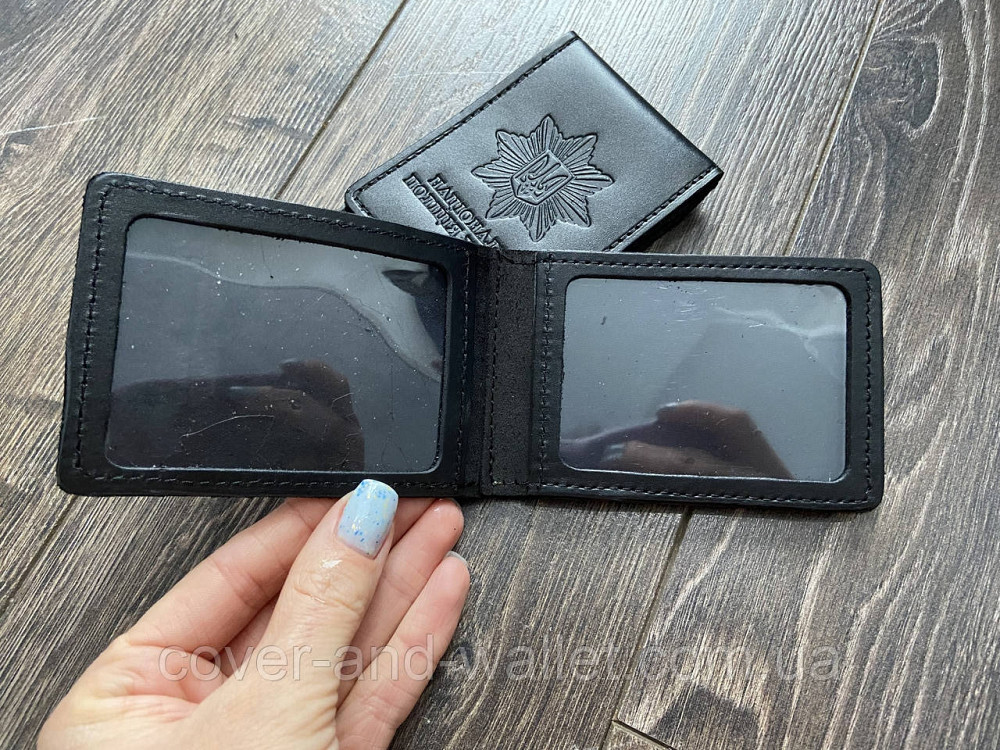 Шкіряна обкладинка НПУ (національна поліція) під жетон на два відділення PS Leather Київ - фото 3