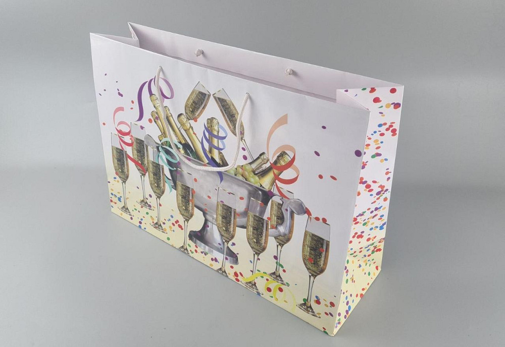 Картонные пакеты с ручками Гигант горизонтальные Новогодние  46*33*15-014 (12 шт) Харьков - изображение 3