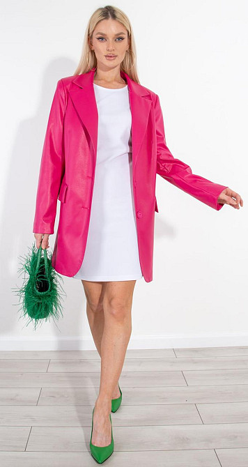 Подовжений шкіряний піджак (44) Київ - фото 10