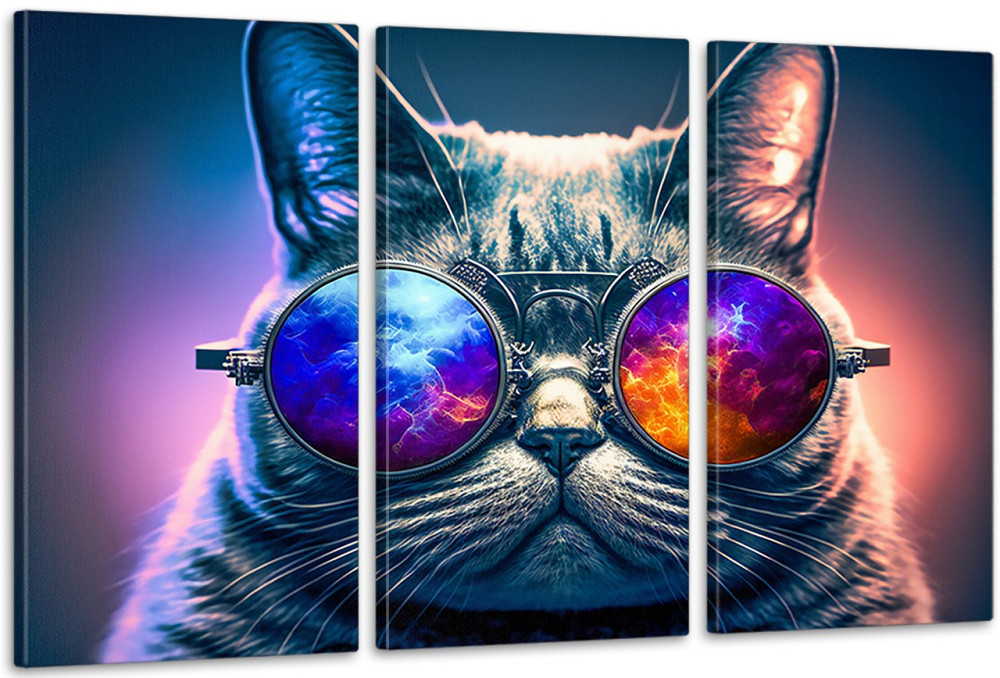 Модульна картина у вітальню/ спальню Кіт в окулярах ART-096_3A 100х150 см Київ - фото 1