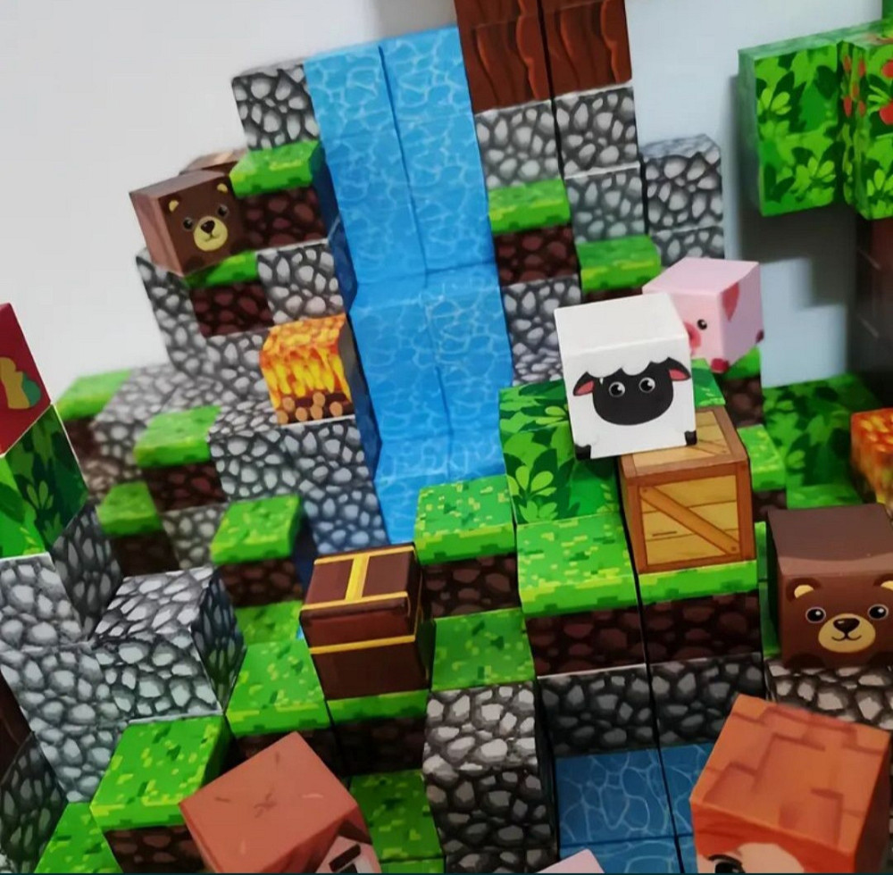 Магнітний конструктор 117 елементів — блоки Minecraft | Кубики на магнітах Майнкрафт для дітей Київ - фото 3