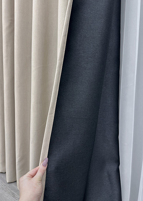 Комплект штор VR-Textil Блекаут двосторонній Scandi № 1904ш Бежевий 200х270 см 2 шт (32-263) Київ - фото 6