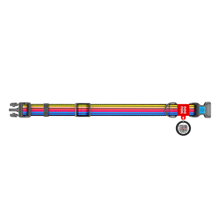 Нашийник для собак нейлоновий WAUDOG Nylon з QR-паспортом, малюнок "Линія 1", пластиковий фастекс, Ш 25 мм, Дл Вінниця - фото 2