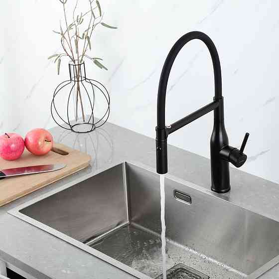 Смеситель для кухни с гибким изливом GAPPO G4098-26 лейка 2 режима, черный Киев