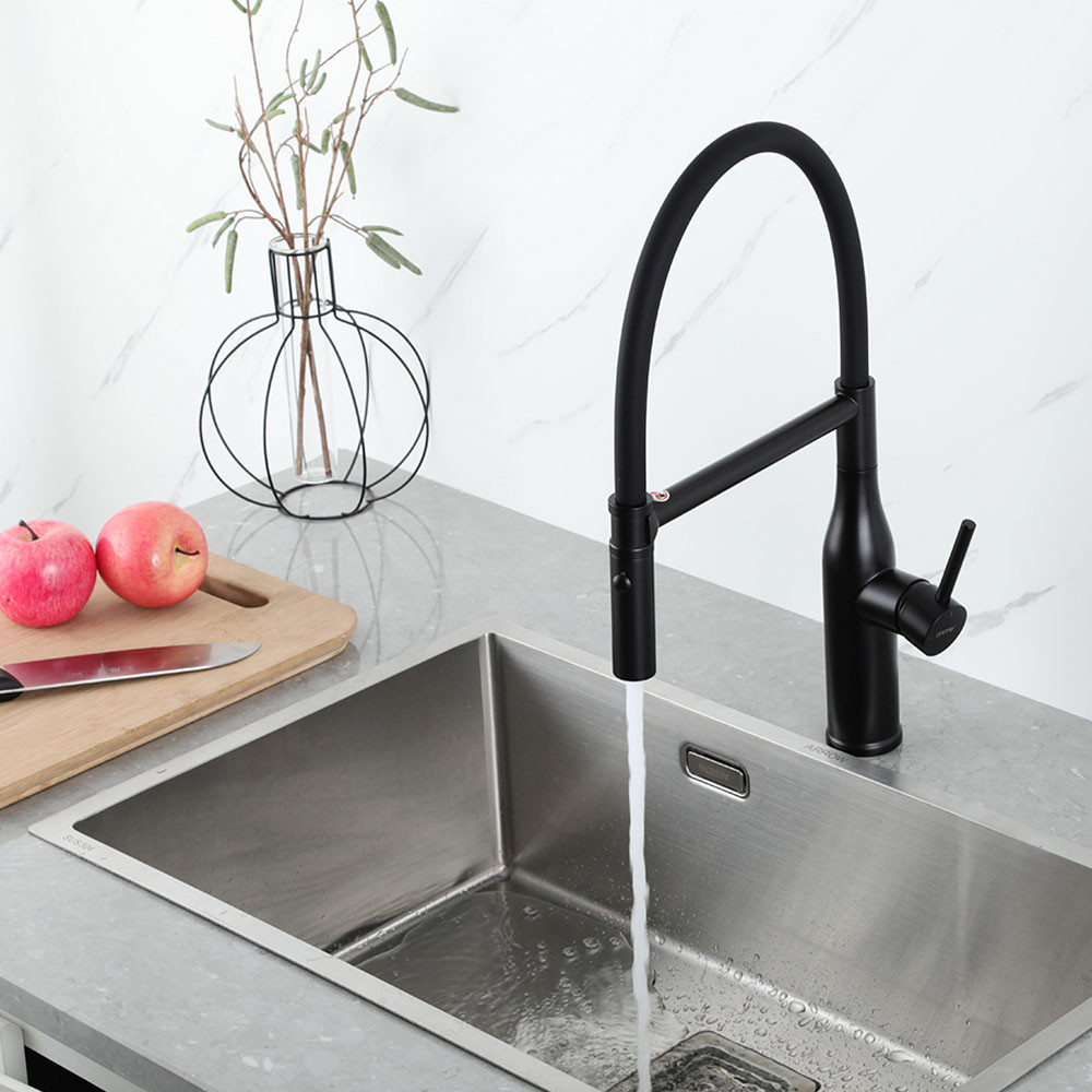 Смеситель для кухни с гибким изливом GAPPO G4098-26 лейка 2 режима, черный Киев - изображение 2