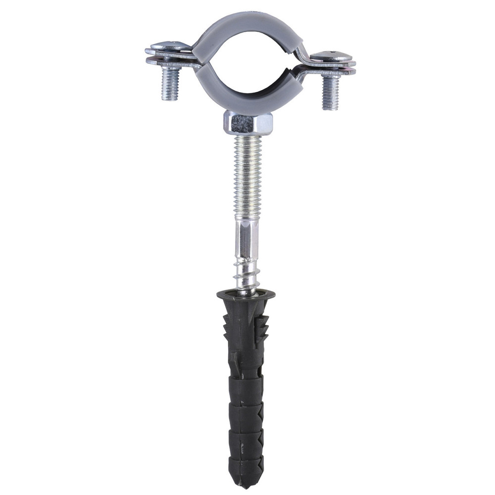 Хомут у зборі CR 1/2" (20-23 мм) з гвинтом-шурупом 8*80 і дюбелем у уп., сірий Київ - фото 1