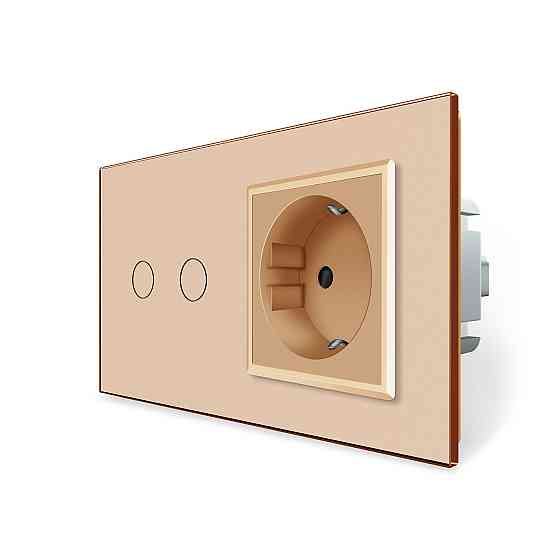 LIVOLO Розумний сенсорний EC вимикач 2 сенсора 1 розетка LIVOLO золото матове скло Коломия