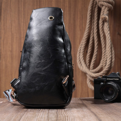 Сумка Vintage Женская слинг через плечо из экокожи Черная (22754) Винница - изображение 4