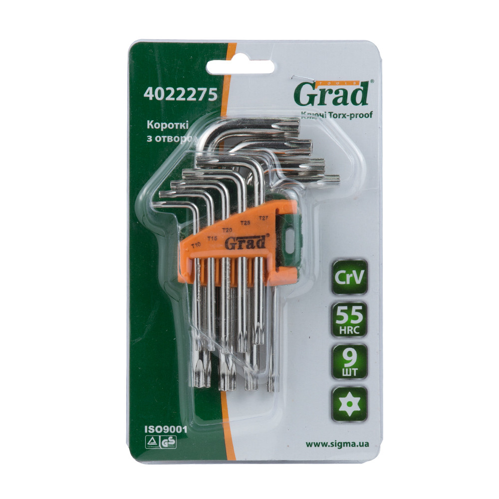 Grad Ключи TORX 9шт T10-T50мм CrV (короткие с отвер) GRAD (4022275) Коломия - фото 3