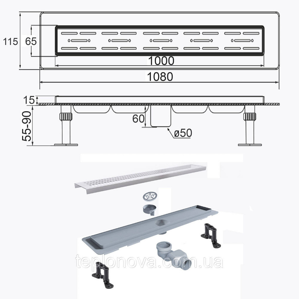 Трап линейный душевой TILLO TM009-100 100см Черновцы - изображение 8