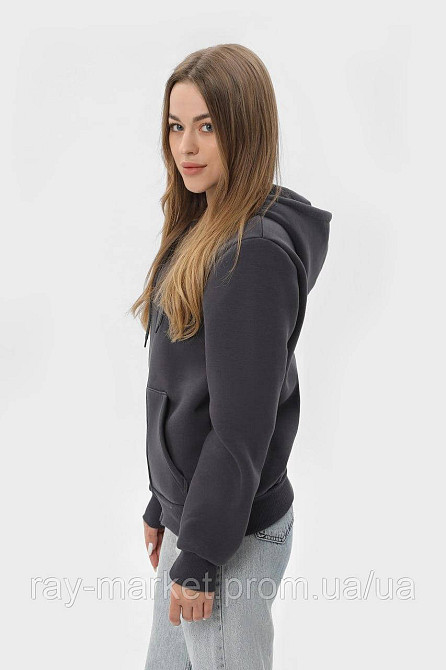 Худи на замке женское темно-серое утепленное RAY BASIC (U0405LM-Dark Grey) Киев - изображение 3