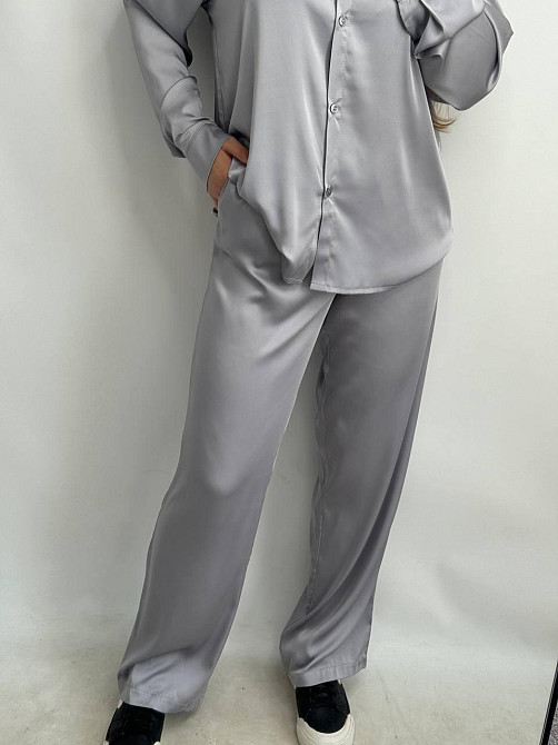 Жіночий шовковий костюм із штанами Сірий XS-S Харків - фото 3