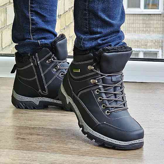 Черевики Зимові Чоловічі на хутрі Чорні Зима Хух Прошиті (розміри: 40,41,42,43,44,45) Відео Огляд Дніпро