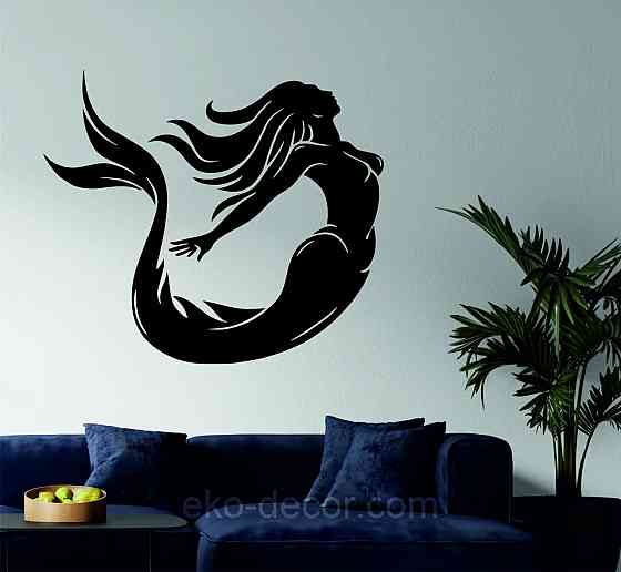 Декоративное настенное 3D Панно «Русалочка» Декор на стену с объемом 90*78 см, Черный Киев