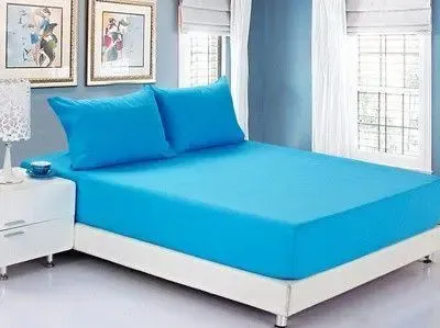 голубая Простынь махровая на резинке с наволочками Anisa (220х240+30 см) Коломия