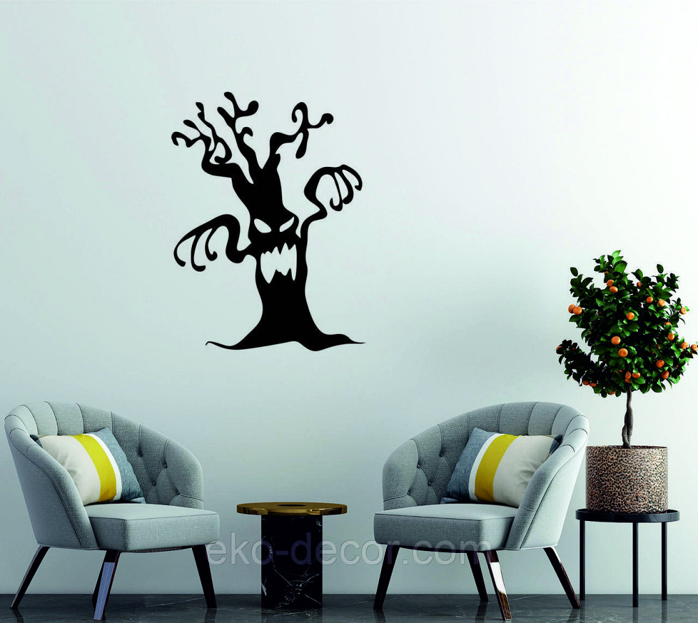 Декоративне настінне Панно «Хелловіїн, силует дерева», Декор на стіну 90*67 см, Чорний Київ - фото 2