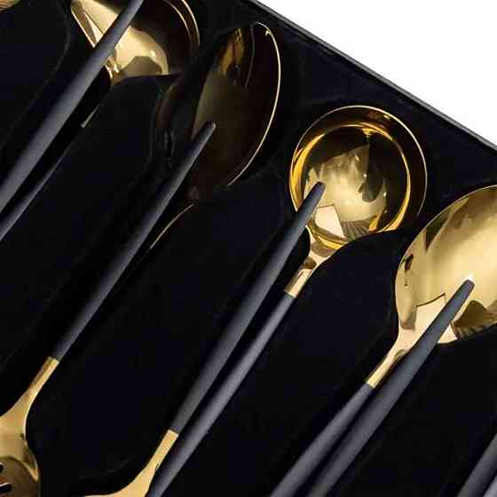 Yiwu Набір кухонного приладдя 12 предметів столові прилади з нержавіючої сталі Золото з чорним Коломия