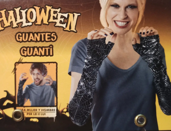 Перчатки на Хэллоуин без пальцев one size черно-серебристый Киев