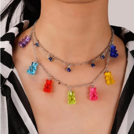 Украшения с мишками ожерелье, двойное - длина 43см, смола, цинковый сплав Киев - изображение 1