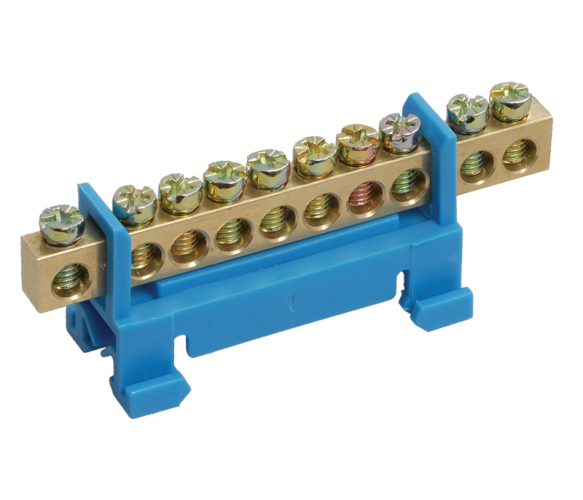 Шина нулевая 10 отверстий под DIN-рейку Q25 Полтава - фото 1