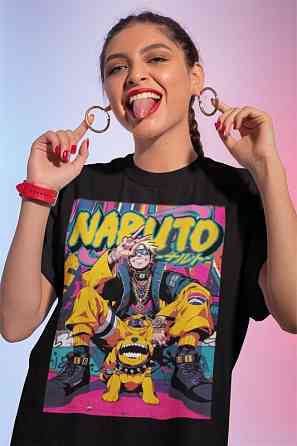 Футболка з аніме принтом Аніме Дог Манга Ессентіал оверсайз (S/M/L) Чорний AnimeJ0421 Дніпро