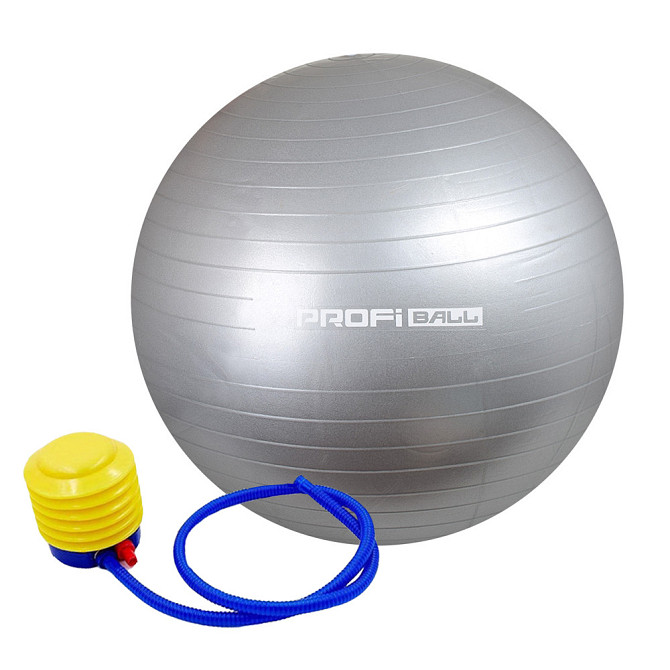 М'яч для фітнесу, фітбол із насосом Profitball, 55 см сірий Бровари - фото 1