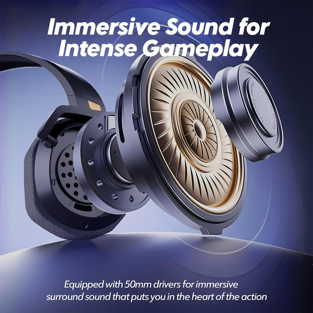 Бездротова ігрова гарнітура Bluetooth Nubwo з мікрофоном, 2.4 ГГц, навушники накладні повнорозмірні геймерські для ПК ноутбука Київ - фото 2