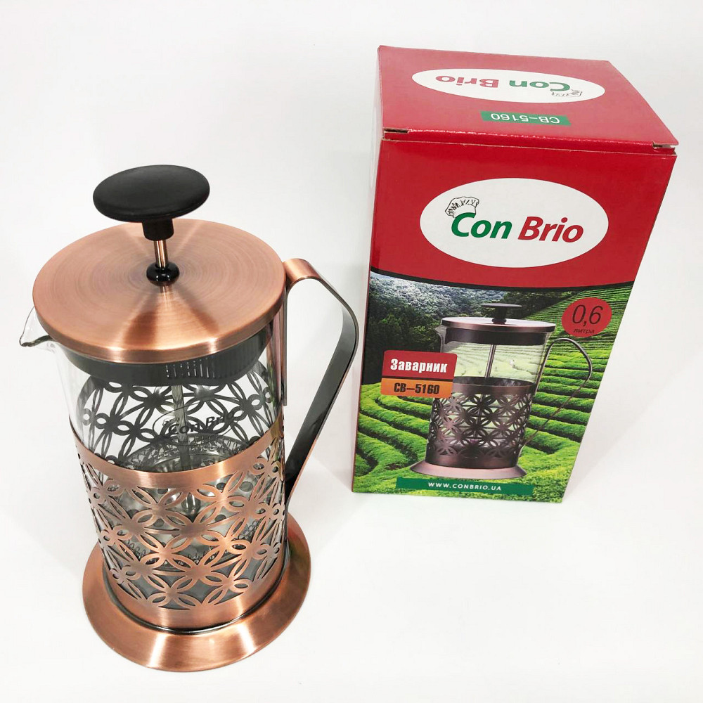 Френчпресс для кофе Con Brio CB-5160 600мл, Френч-пресс для заваривания кофе Заварники чая и VM-23 Львов - изображение 5