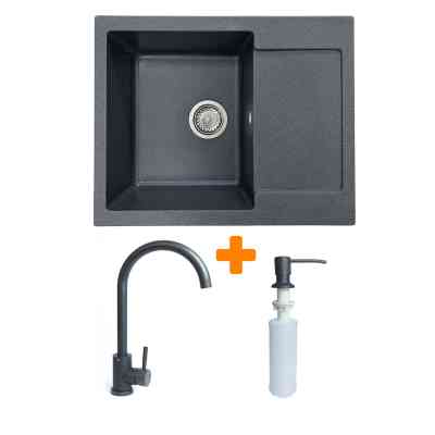 Мойка кухонная Adamant Minimal графіт + змішувач + дозатор (1824296902313) Винница