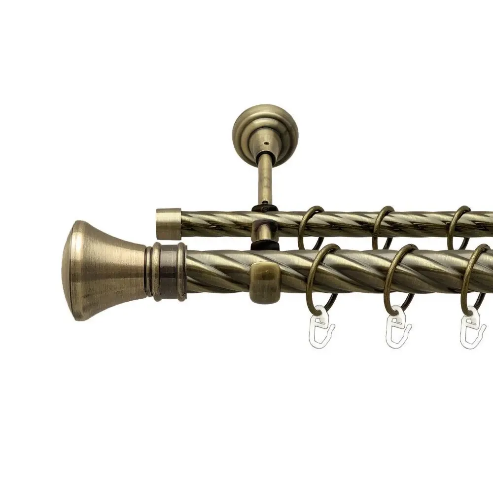 Карниз Orvit Люксор металевий дворядний відкритий скручена труба кільце металеве Антик 25\16 мм 240 см (00-00018071) Львів - фото 1