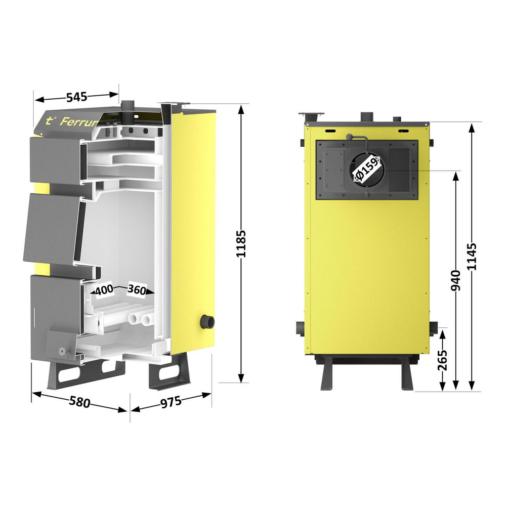 Котел твердопаливний сталевий Thermo Alliance Ferrum W V 5.0 FW 14 Київ - фото 2