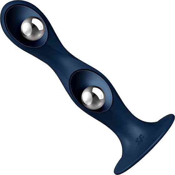 Дилдо Satisfyer Double Ball-R Dark Blue, унисекс, подвижные шарики внутри, на присоске Sex Aura Киев