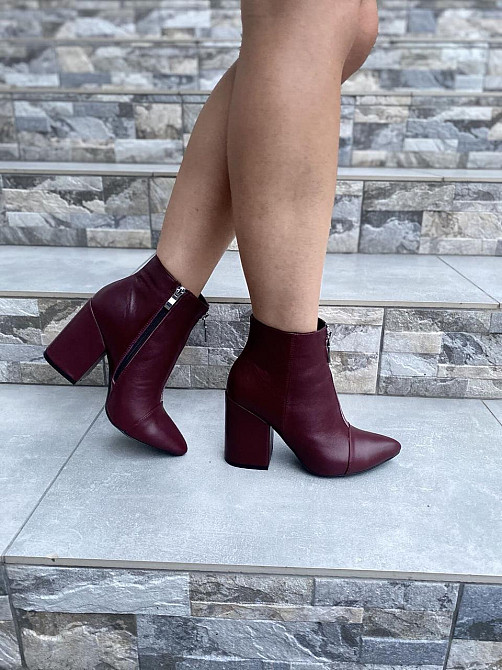 Жіночі черевики демісезонні кольору марсала з натуральної шкіри весна-осінь каблук 9 см. 36р. 3 Коломия - фото 8