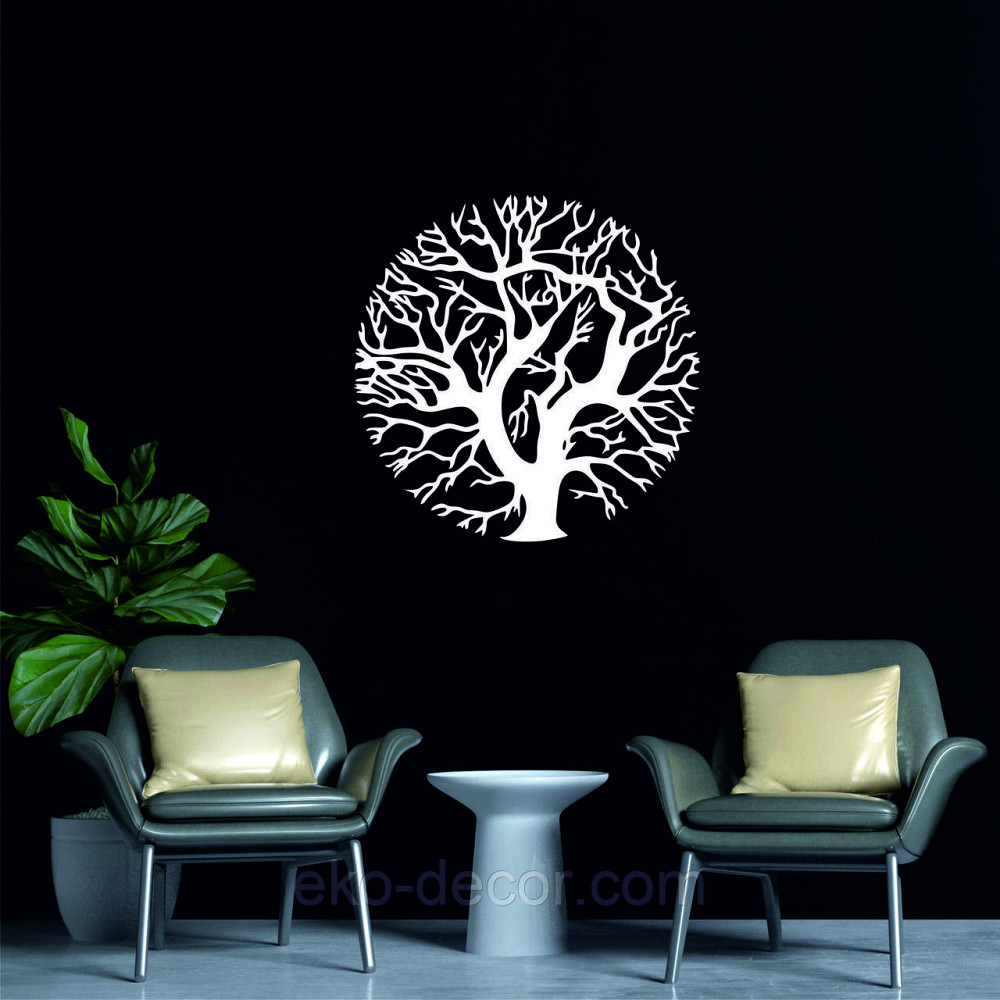 Декоративное настенное 3D Панно «Дерево в кругу» Декор на стену с объемом 70*70 см, Белый Киев - изображение 5